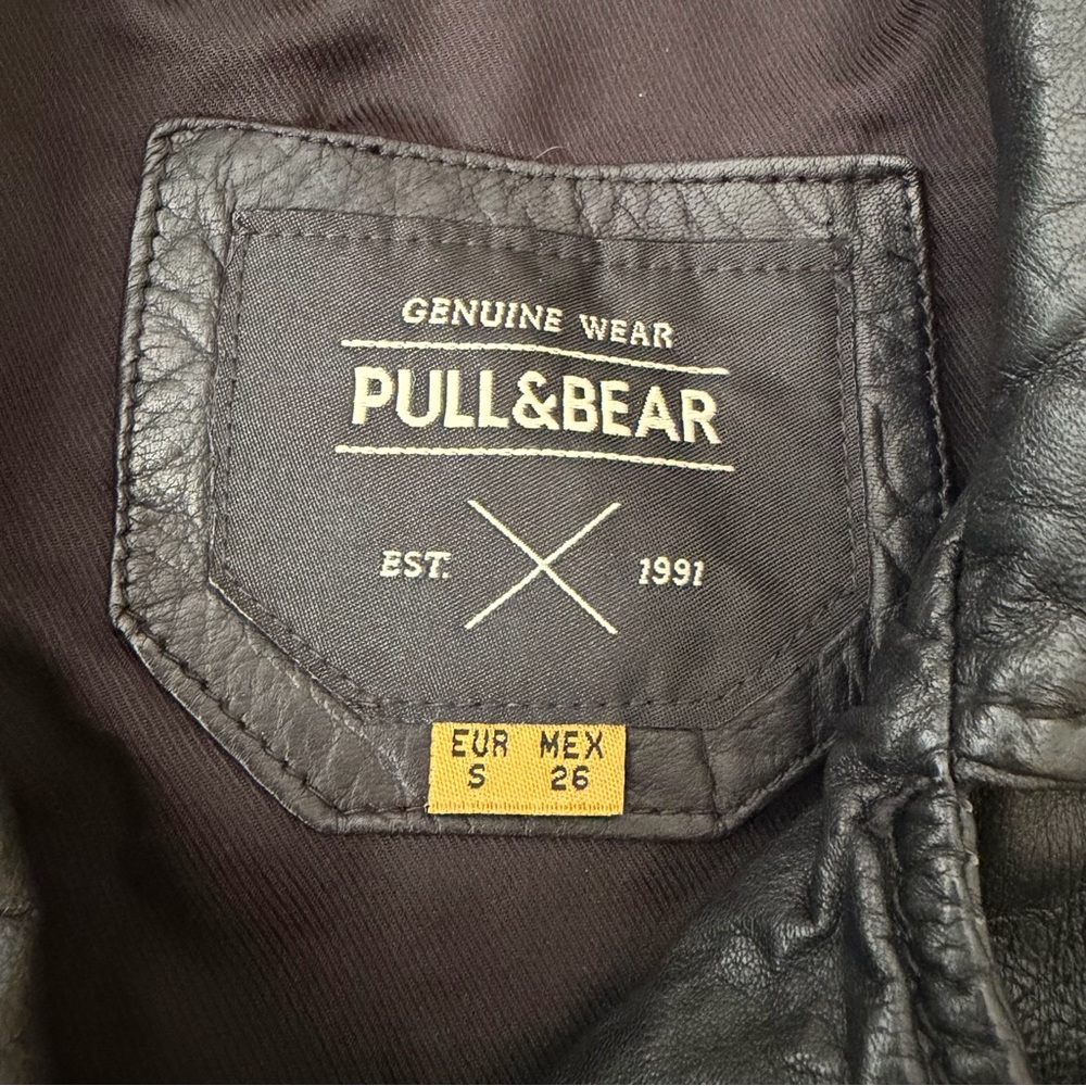 PULL&BEAR Genuine leather moto biker jacket - Picture 2 of 6